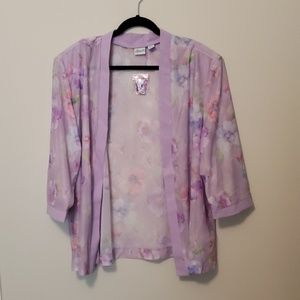 New Haband Cardigan Sheer Floral Purple Plus 3X